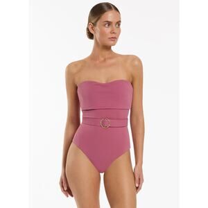 Jets Australia Isla Rib Bandeau One Piece - Mauve NWT US SIZE 6 10